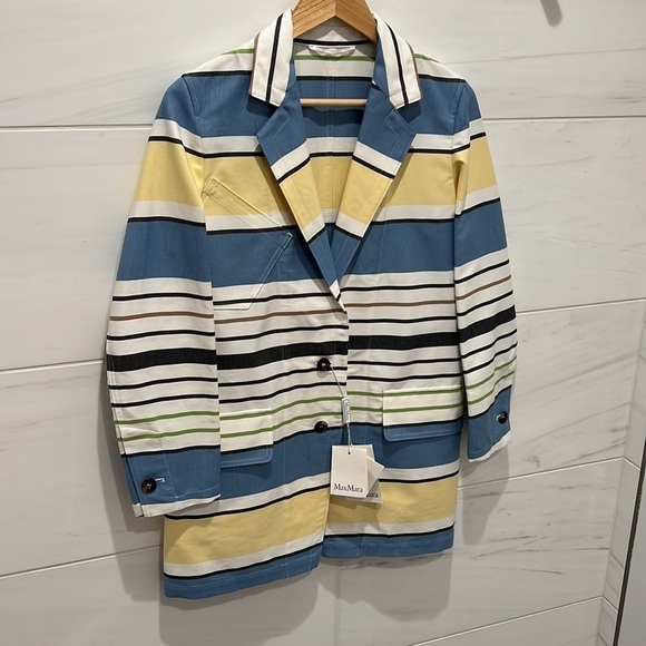 MaxMara | NWT Stallo Striped Cotton Blazer - Size US 4 - Picture 6 of 13